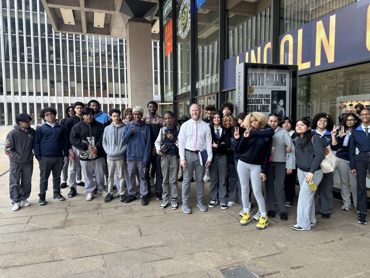 Students from HS223 before the performance of Floyd Collins at Lincoln Center