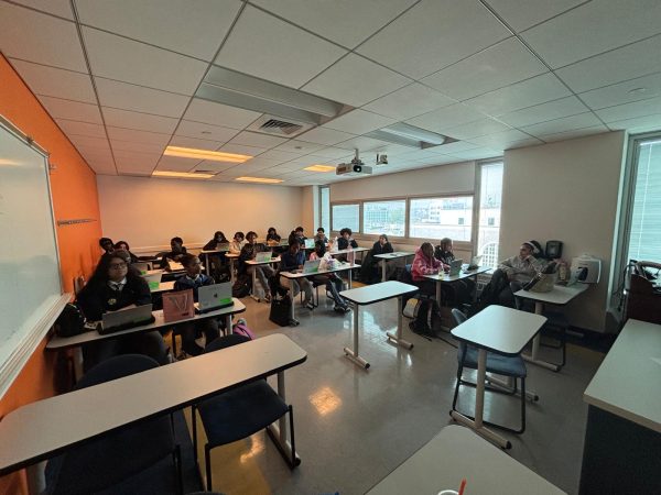 HS223 students in classrooms at Hostos Community College